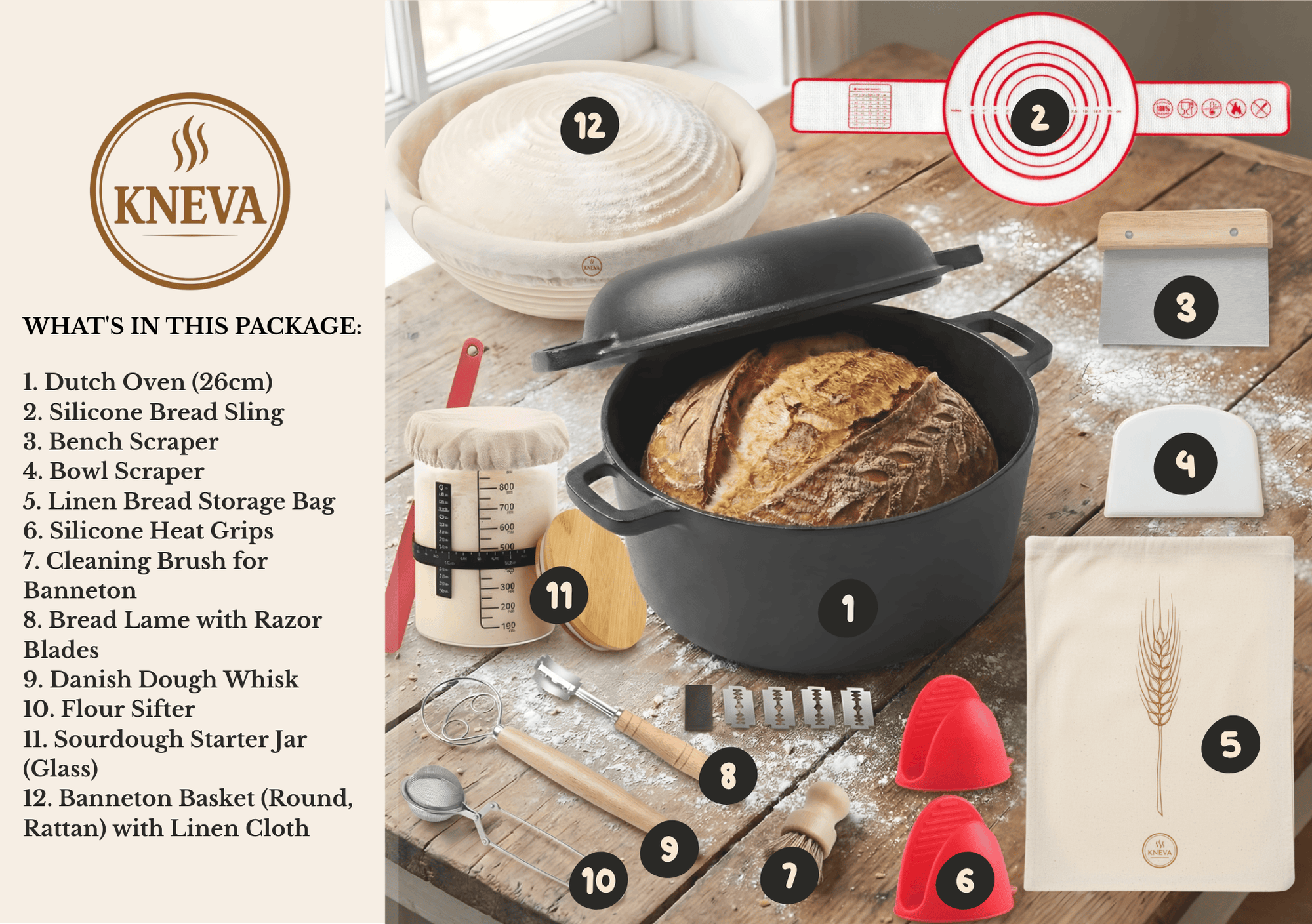 Complete Kneva 12 in 1 Dutch Oven 26cm Sourdough Baking System Walkthrough