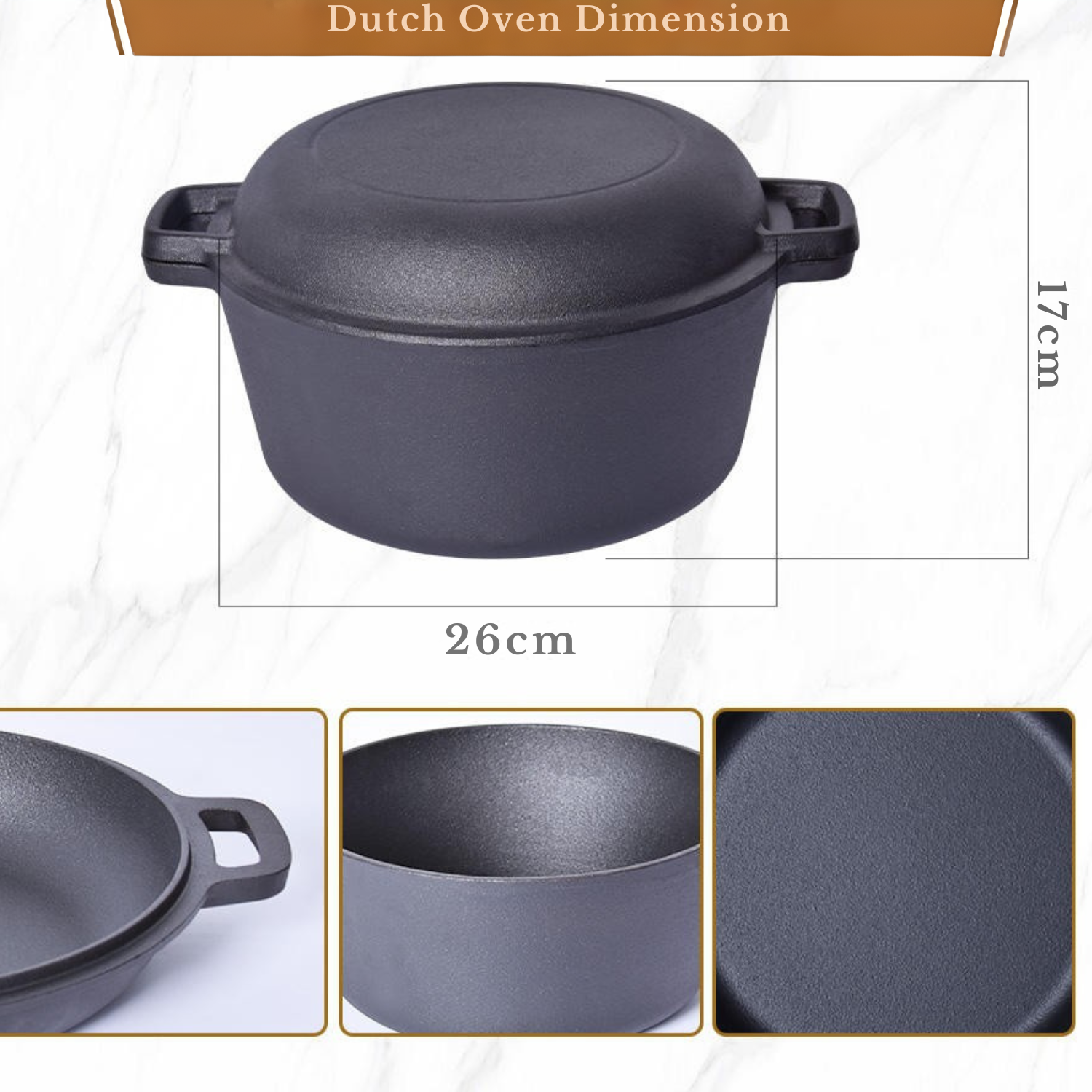 KNEVA 26cm Cast Iron 5 Quart Dutch Oven Pot Sourdough Kit 12-in-1 | Banneton Bread Proofing Basket