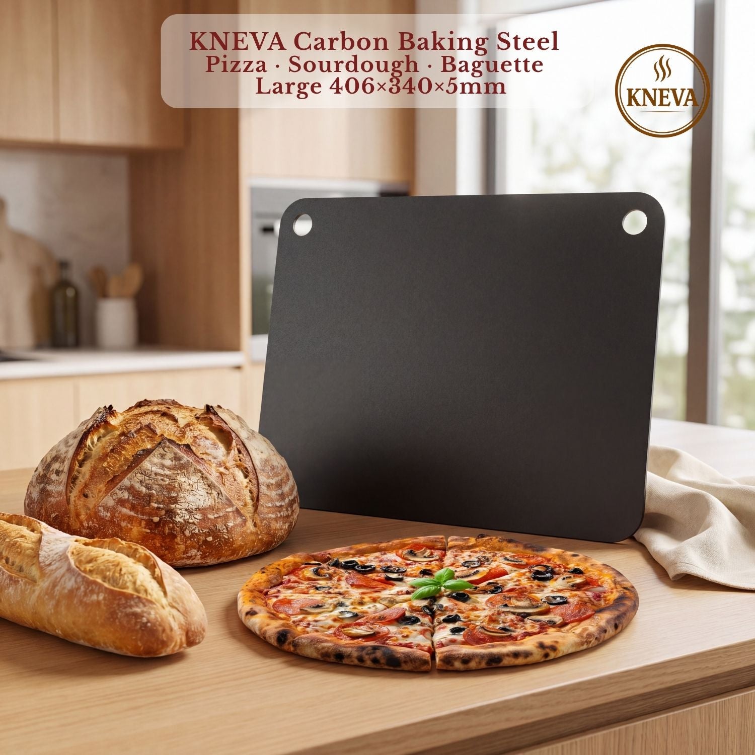 KNEVA Baking Steel for Pizza Sourdough Baguette Large (406 × 340 × 5 mm)