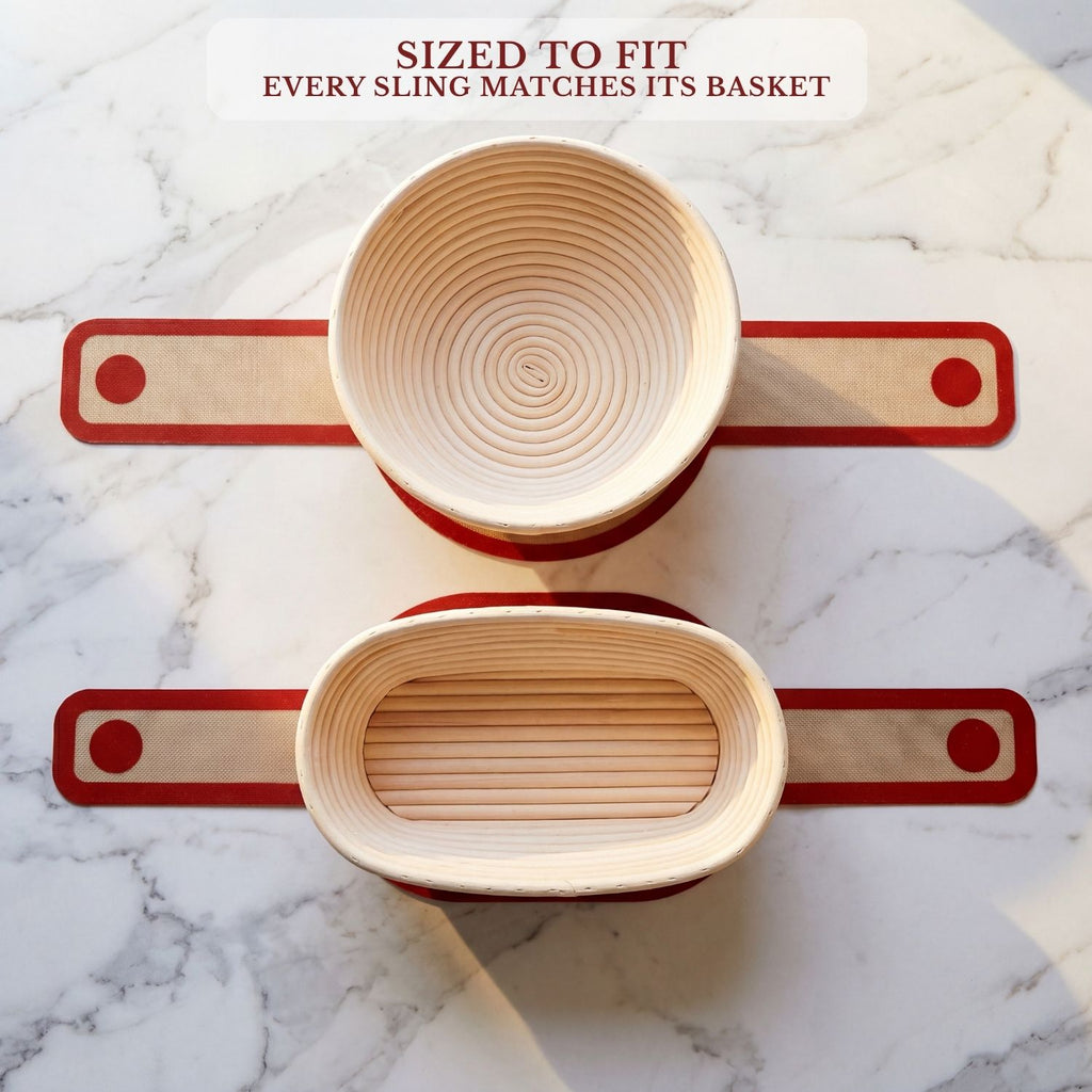 KNEVA 8-in-1 Sourdough Banneton Proofing Basket Set | 23cm Round + 25cm Oval Rattan Banneton