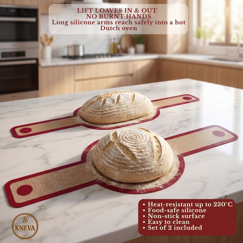 KNEVA 8-in-1 Sourdough Banneton Proofing Basket Set | 23cm Round + 25cm Oval Rattan Banneton