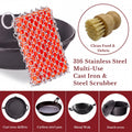 KNEVA Chainmail Scrubber & Wooden Brush Set | Cast Iron | Steel